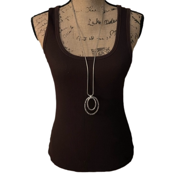 Old Navy Brown Ribbed Racerback Tank Excellent Condition Size L - Picture 1 of 3